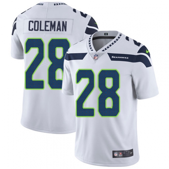 Youth Nike Seattle Seahawks #28 Justin Coleman White Vapor Untouchable Elite Player NFL Jersey - Ujersey