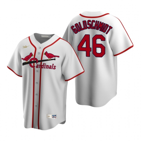 Men's Nike St. Louis Cardinals #46 Paul Goldschmidt White Cooperstown Collection Home Stitched Baseball Jersey - Ujersey