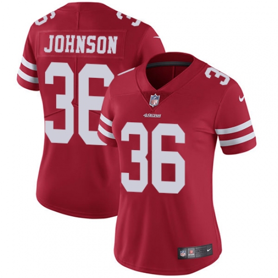 Women's Nike San Francisco 49ers #36 Dontae Johnson Red Team Color Vapor Untouchable Elite Player NFL Jersey - Ujersey