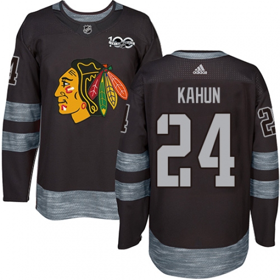 Men's Adidas Chicago Blackhawks #24 Dominik Kahun Black 1917-2017 100th Anniversary Stitched NHL Jersey - Ujersey