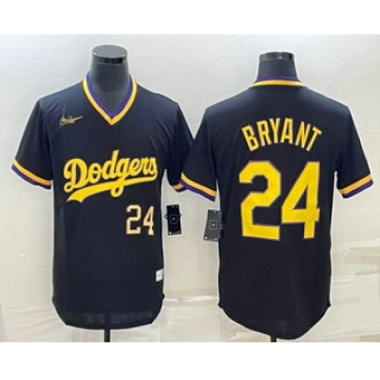 Mens Los Angeles Dodgers #24 Kobe Bryant Number Black Stitched Pullover Throwback Nike Jersey - Ujersey