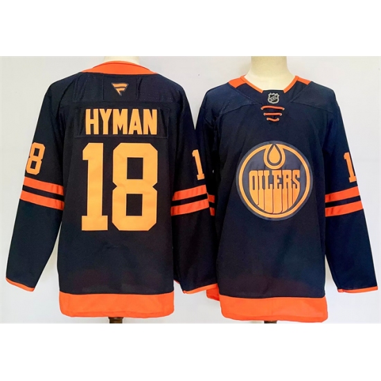 Men's Edmonton Oilers #18 Zach Hyman Navy 2024-25 Stitched Jersey - Ujersey