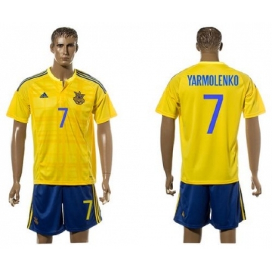 Ukraine #7 Yarmolenko Home Soccer Country Jersey