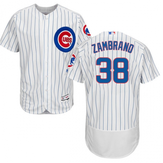 Men's Majestic Chicago Cubs #38 Carlos Zambrano White Home Flex Base Authentic Collection MLB Jersey - Ujersey