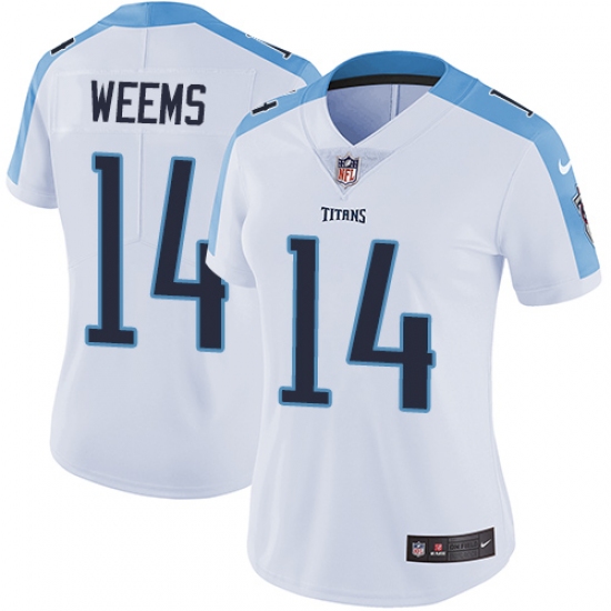 Women's Nike Tennessee Titans #14 Eric Weems White Vapor Untouchable Limited Player NFL Jersey - Ujersey