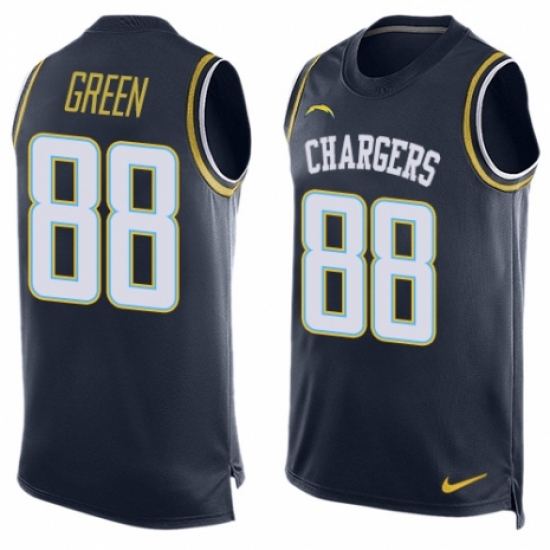 Men's Nike Los Angeles Chargers #88 Virgil Green Limited Navy Blue Player Name & Number Tank Top NFL Jersey - Ujersey