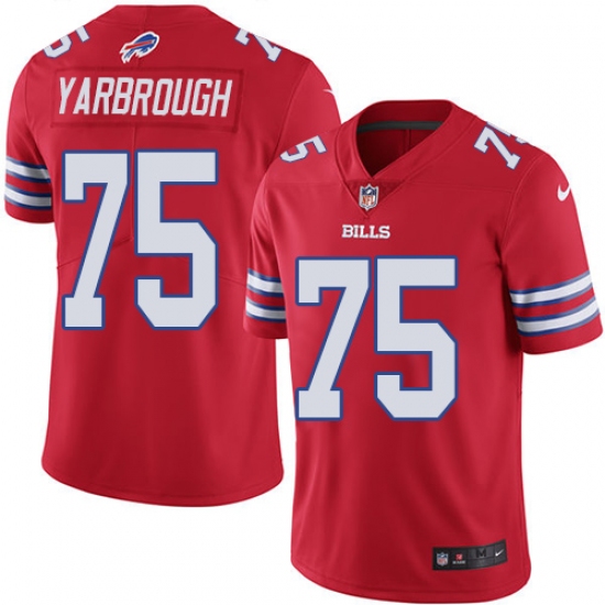 Men's Nike Buffalo Bills #75 Eddie Yarbrough Limited Red Rush Vapor Untouchable NFL Jersey - Ujersey