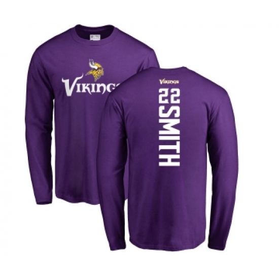 Football Minnesota Vikings #22 Harrison Smith Purple Backer Long Sleeve T-Shirt - Ujersey