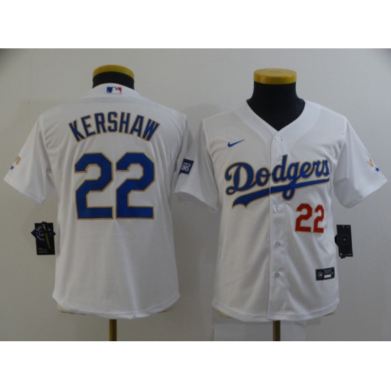 Youth Nike Los Angeles Dodgers #22 Clayton Kershaw White Champions Authentic Jersey - Ujersey