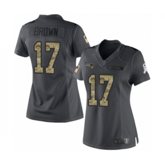 Women's New England Patriots #17 Antonio Brown Limited Black 2016 Salute to Service Football Jersey - Ujersey