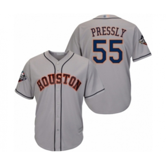 Youth Houston Astros #55 Ryan Pressly Authentic Grey Road Cool Base 2019 World Series Bound Baseball Jersey - Ujersey