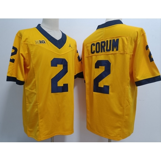 Men's Michigan Wolverines Blake Corum #2 Yellow High School F U S E Stitched Game Jersey