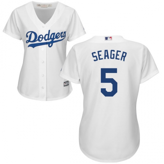 Women's Majestic Los Angeles Dodgers #5 Corey Seager Authentic White Home Cool Base MLB Jersey - Ujersey