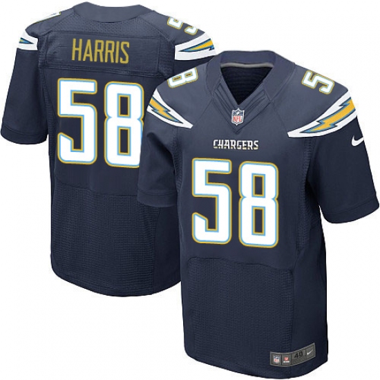 Men's Nike Los Angeles Chargers #58 Nigel Harris Elite Navy Blue Team Color NFL Jersey - Ujersey