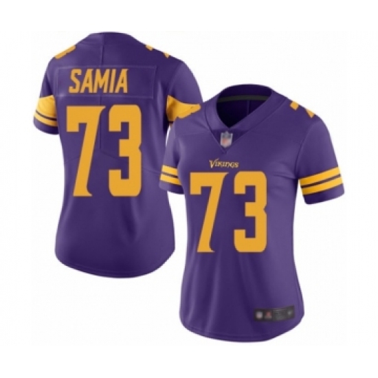 Women's Minnesota Vikings #73 Dru Samia Limited Purple Rush Vapor Untouchable Football Jersey - Ujersey