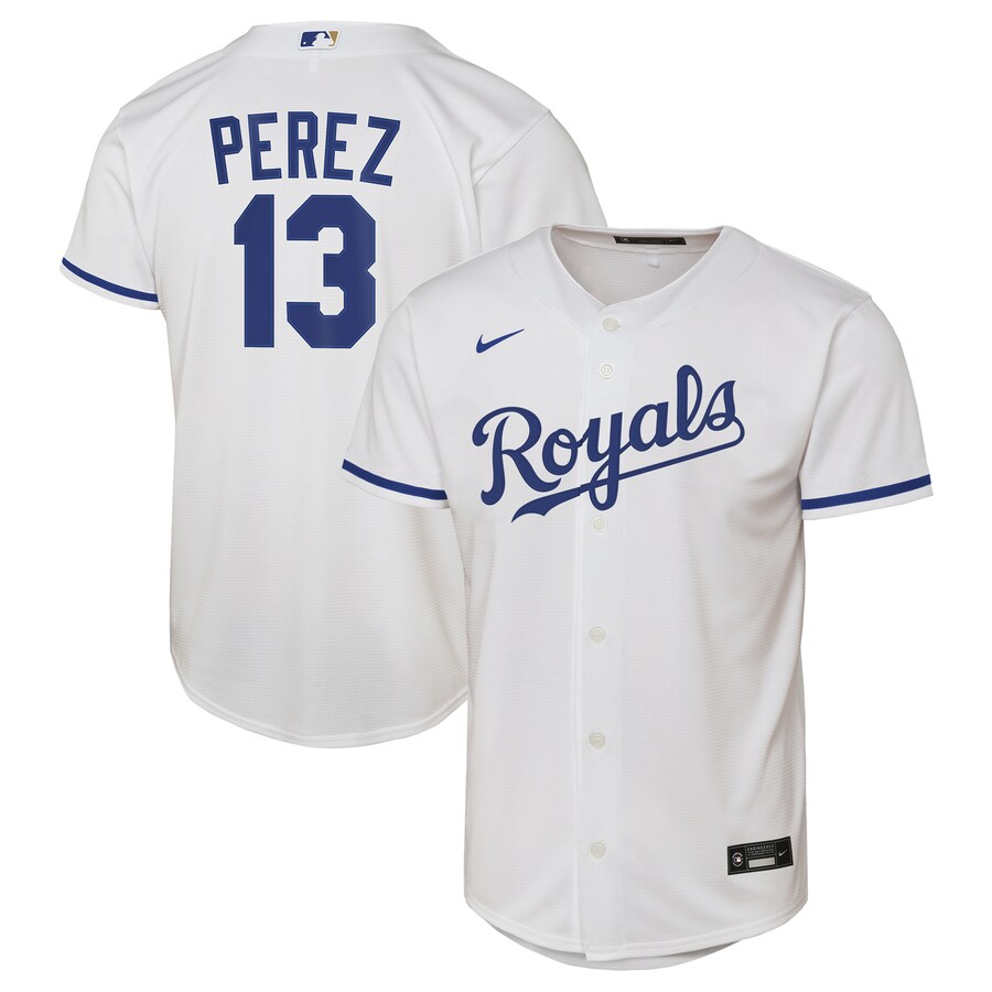 Youth Kansas City Royals Salvador Perez Nike White Home Replica Jersey