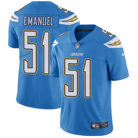 Youth Nike Los Angeles Chargers #51 Kyle Emanuel Electric Blue Alternate Vapor Untouchable Limited Player NFL Jersey - Ujersey