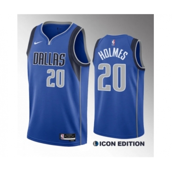 Men's Dallas Mavericks #20 Richaun Holmes Blue 2023 Draft Icon Edition Stitched Basketball Jersey - Ujersey