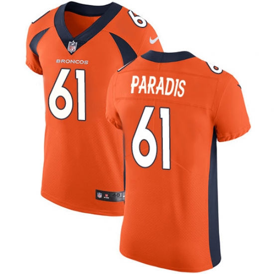Men's Nike Denver Broncos #61 Matt Paradis Orange Team Color Vapor Untouchable Elite Player NFL Jersey - Ujersey