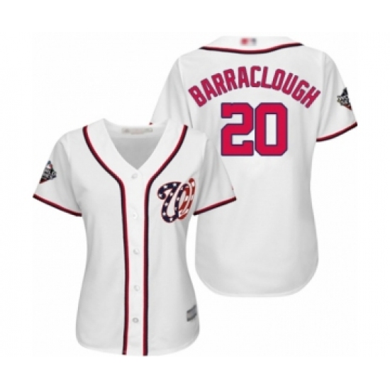 Women's Washington Nationals #20 Kyle Barraclough Authentic White Home Cool Base 2019 World Series Bound Baseball Jersey - Ujersey