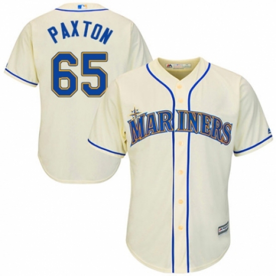 Youth Majestic Seattle Mariners #65 James Paxton Authentic Cream Alternate Cool Base MLB Jersey - Ujersey