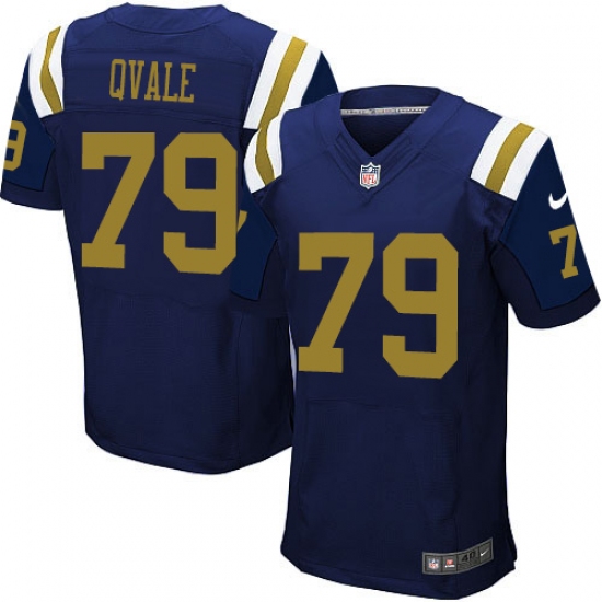 Men's Nike New York Jets #79 Brent Qvale Elite Navy Blue Alternate NFL Jersey - Ujersey