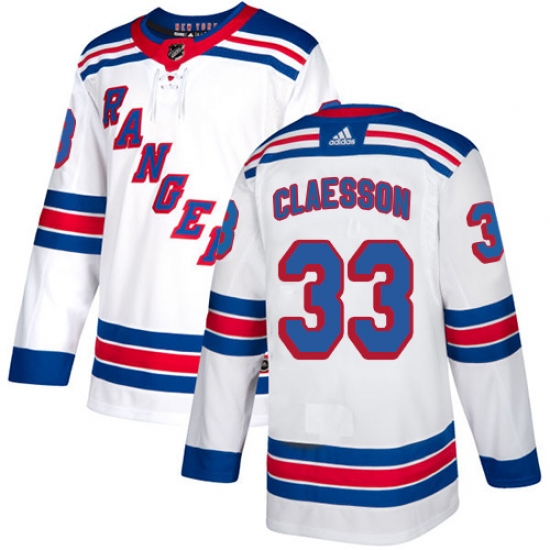Men's Adidas New York Rangers #33 Fredrik Claesson Authentic White Away NHL Jersey - Ujersey
