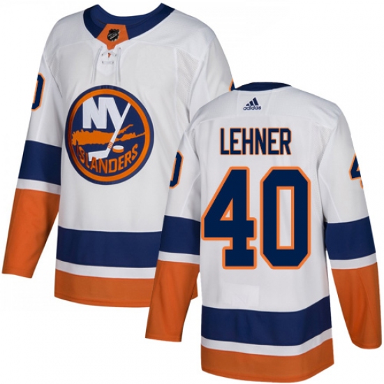 Men's Adidas New York Islanders #40 Robin Lehner Authentic White Away NHL Jersey - Ujersey