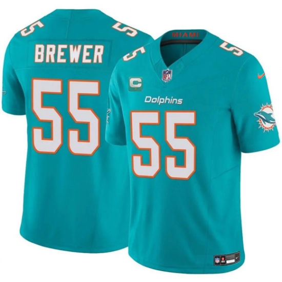 Men's Miami Dolphins #55 Aaron Brewer Aqua 2025 F.U.S.E. With 1-Star C Vapor Limited Football Stitched Jersey - Ujersey
