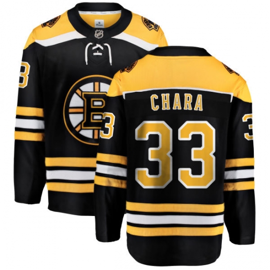 Men's Boston Bruins #33 Zdeno Chara Authentic Black Home Fanatics Branded Breakaway NHL Jersey - Ujersey