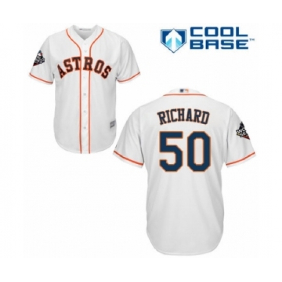 Youth Houston Astros #50 J.R. Richard Authentic White Home Cool Base 2019 World Series Bound Baseball Jersey - Ujersey