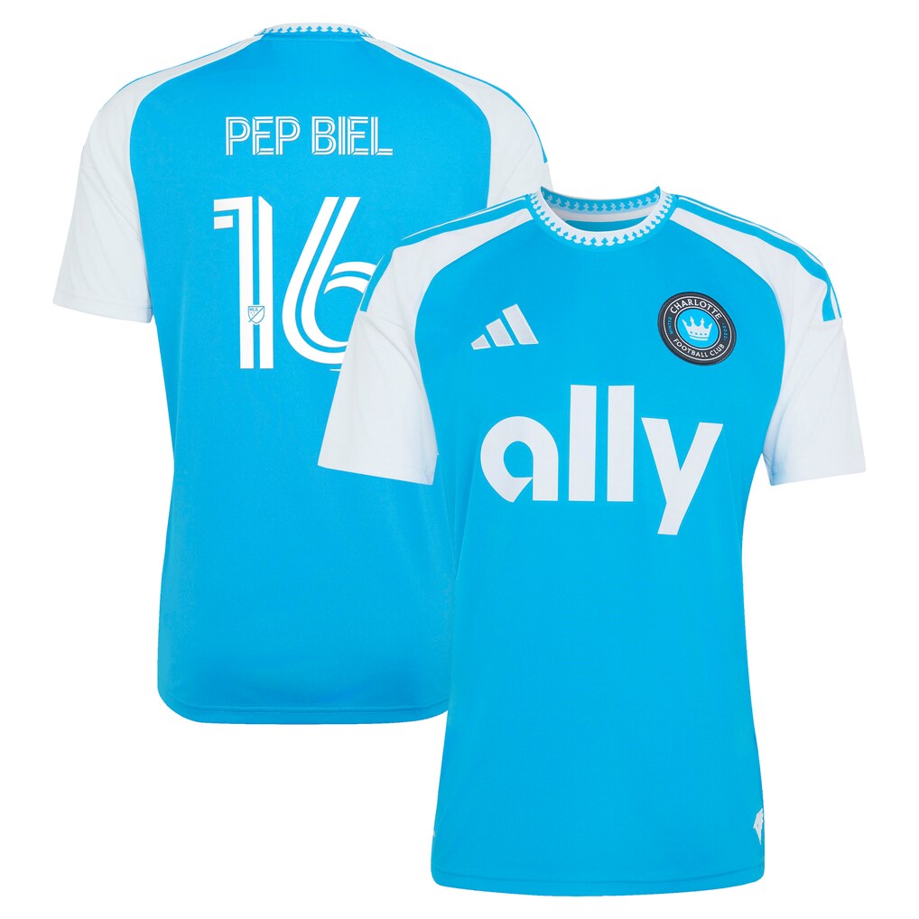 Men's Charlotte FC Pep Biel adidas Blue 2026 Carolina Kit: Crowns Up Replica Jersey - Ujersey