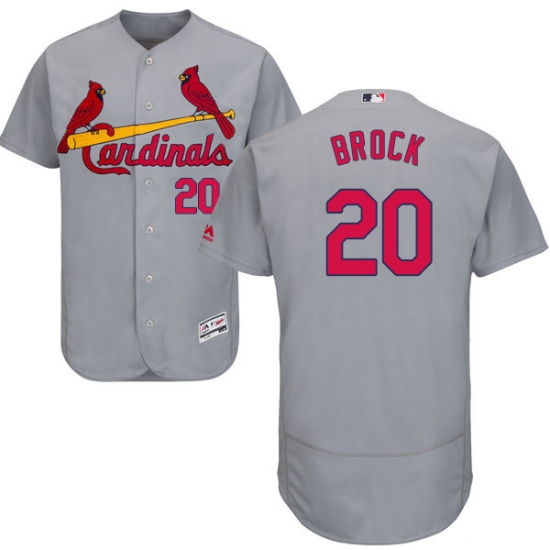Men's Majestic St. Louis Cardinals #20 Lou Brock Grey Road Flex Base Authentic Collection MLB Jersey - Ujersey