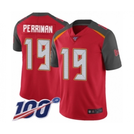 Men's Tampa Bay Buccaneers #19 Breshad Perriman Red Team Color Vapor Untouchable Limited Player 100th Season Football Jersey - Ujersey