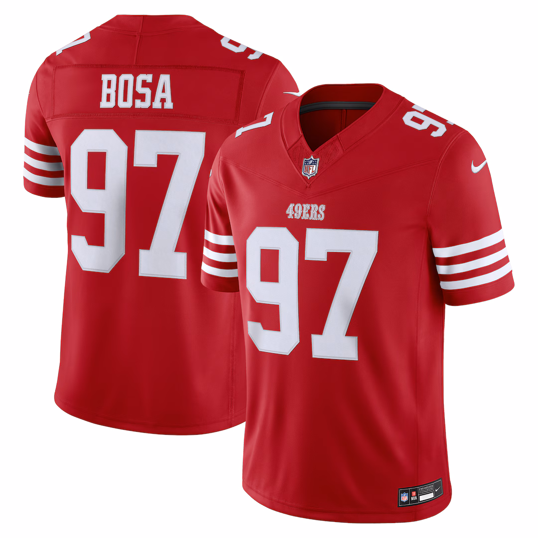 Men's San Francisco 49ers Nick Bosa Nike Scarlet Team Vapor F.U.S.E. Stitched Limited Jersey - Ujersey