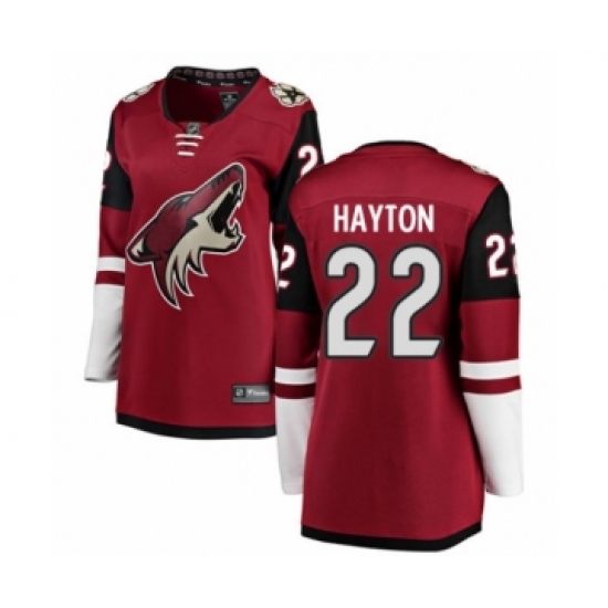 Women's Arizona Coyotes #22 Barrett Hayton Authentic Burgundy Red Home Fanatics Branded Breakaway NHL Jersey - Ujersey