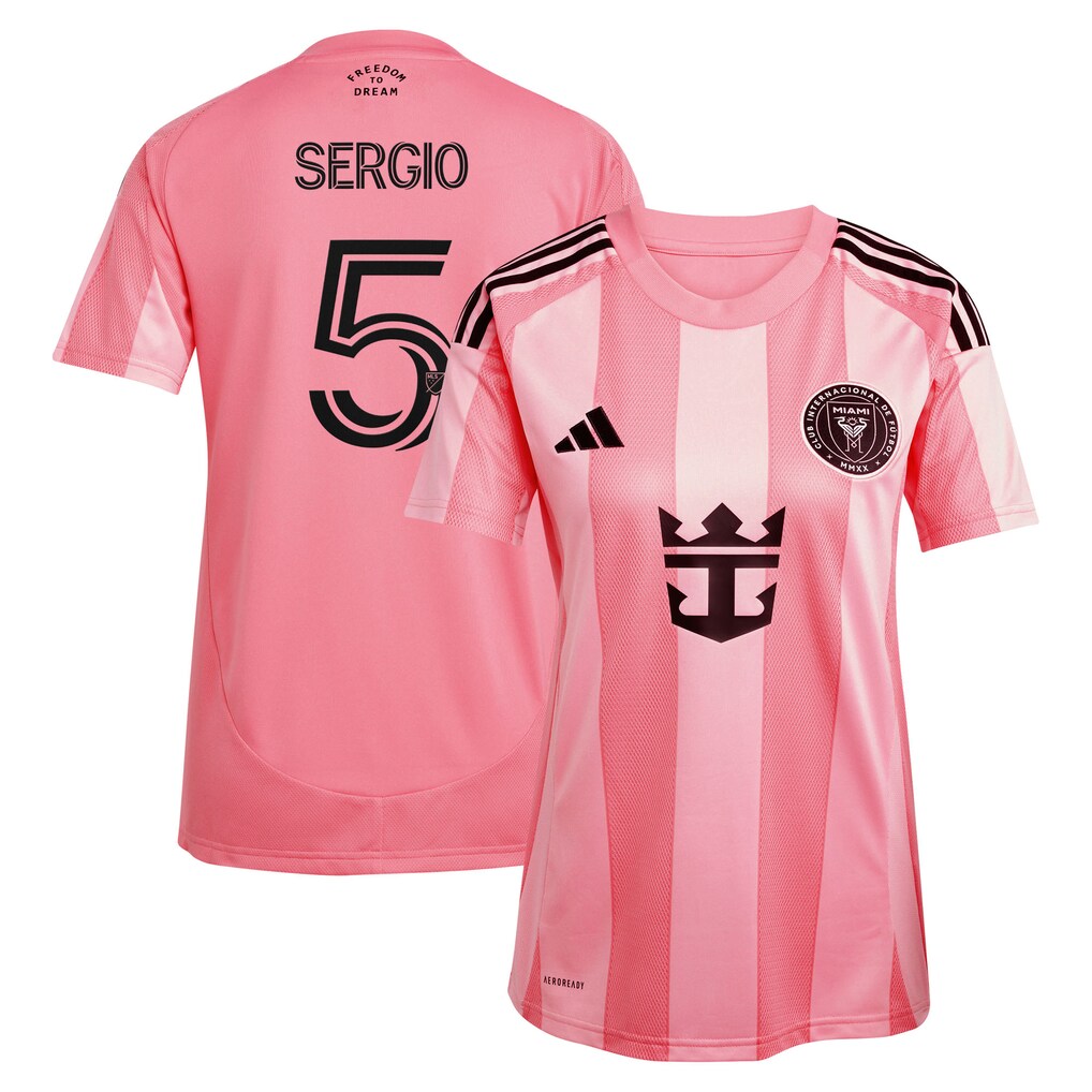 Women's Inter Miami CF Sergio Busquets adidas Light Pink 2025 Euforia Replica Player Jersey - Ujersey