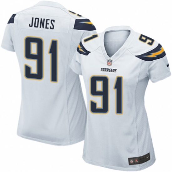 Women's Nike Los Angeles Chargers #91 Justin Jones Game White NFL Jersey - Ujersey