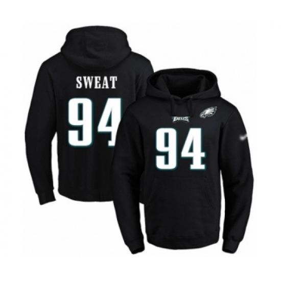 Football Men's Philadelphia Eagles #94 Josh Sweat Black Name & Number Pullover Hoodie - Ujersey