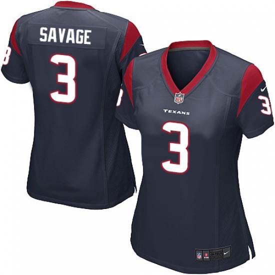 Women's Nike Houston Texans #3 Tom Savage Game Navy Blue Team Color NFL Jersey - Ujersey