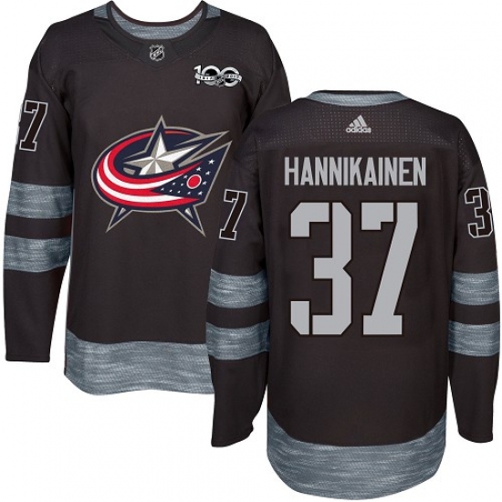 Men's Adidas Columbus Blue Jackets #37 Markus Hannikainen Premier Black 1917-2017 100th Anniversary NHL Jersey