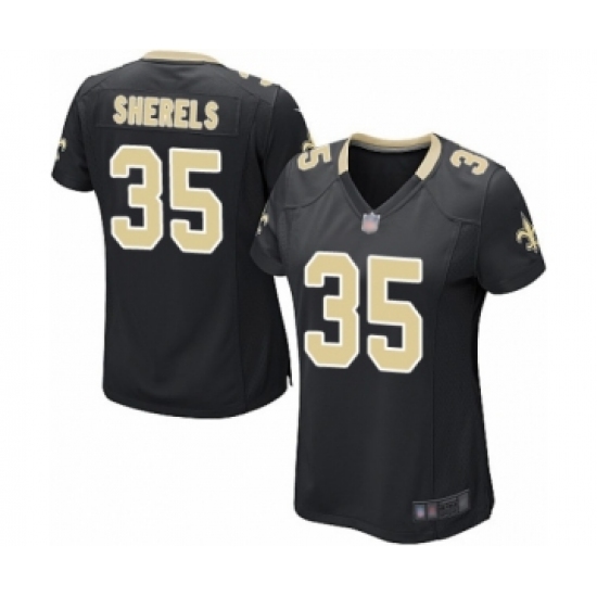 Women's New Orleans Saints #35 Marcus Sherels Game Black Team Color Football Jersey - Ujersey
