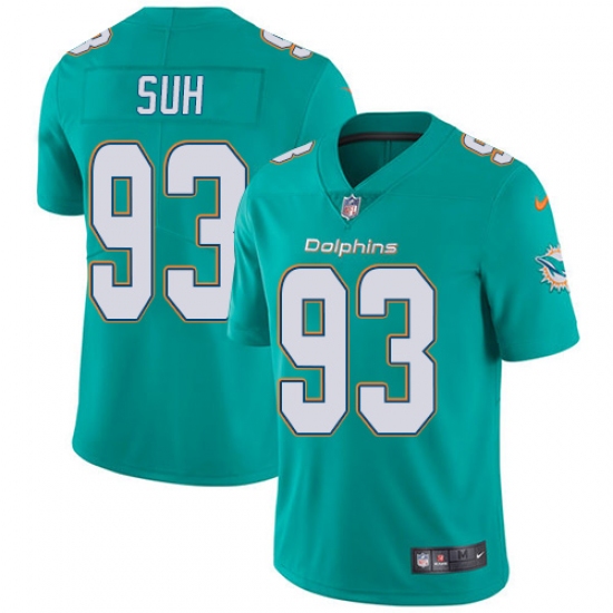 Youth Nike Miami Dolphins #93 Ndamukong Suh Elite Aqua Green Team Color NFL Jersey - Ujersey