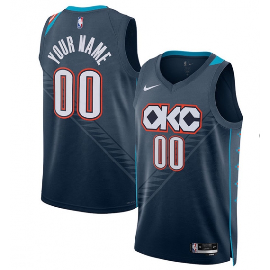Men's Oklahoma City Thunder Active Player Custom Navy 2025-26 City Edition Swingman Stitched Basketball Jersey - Ujersey