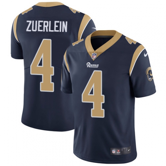 Youth Nike Los Angeles Rams #4 Greg Zuerlein Navy Blue Team Color Vapor Untouchable Limited Player NFL Jersey - Ujersey
