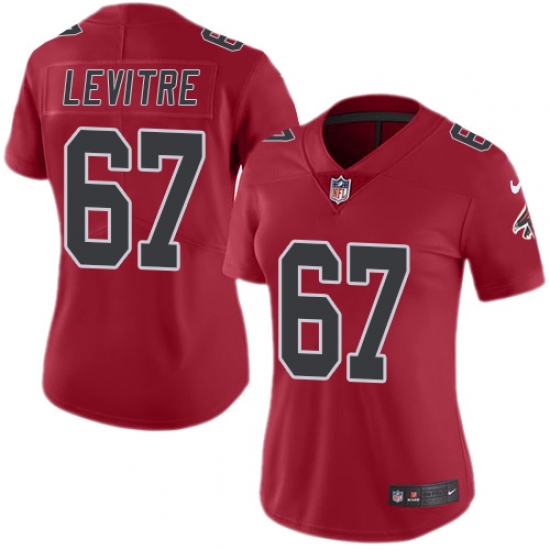 Women's Nike Atlanta Falcons #67 Andy Levitre Limited Red Rush Vapor Untouchable NFL Jersey - Ujersey
