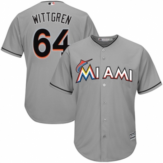 Youth Majestic Miami Marlins #64 Nick Wittgren Authentic Grey Road Cool Base MLB Jersey - Ujersey
