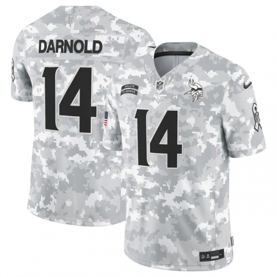 Men's Minnesota Vikings #14 Sam Darnold 2024 F.U.S.E Arctic Camo Salute To Service Limited Stitched Football Jersey - Ujersey