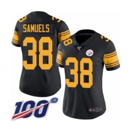 Women's Pittsburgh Steelers #38 Jaylen Samuels Limited Black Rush Vapor Untouchable 100th Season Football Jersey - Ujersey