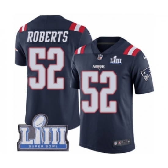 Youth Nike New England Patriots #52 Elandon Roberts Limited Navy Blue Rush Vapor Untouchable Super Bowl LIII Bound NFL Jersey - Ujersey